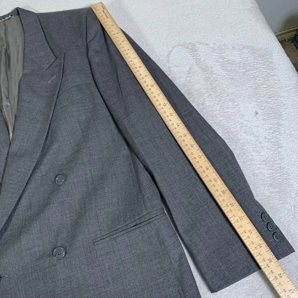 Vintage Mani Giorgio Armani Suit Jacket 40R Gray Wool Double Breasted Saks FLAWS